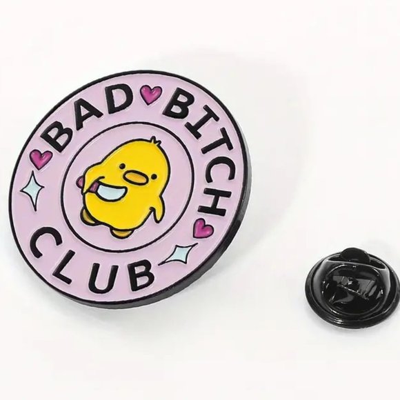 Pin 2 Bad B*tch Club Chick Duck Enamel Funny Knife Bag Charm Backpack Whimsical - Picture 5 of 5